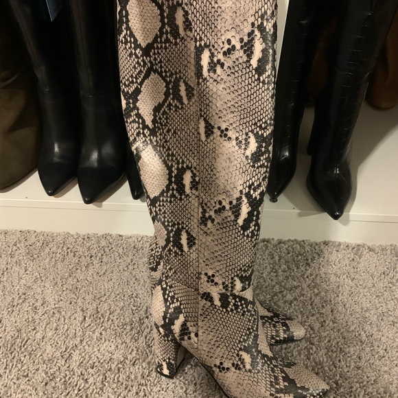 Pointy Toe Snake Print Boots - Never Worn. - Picture 4 of 5